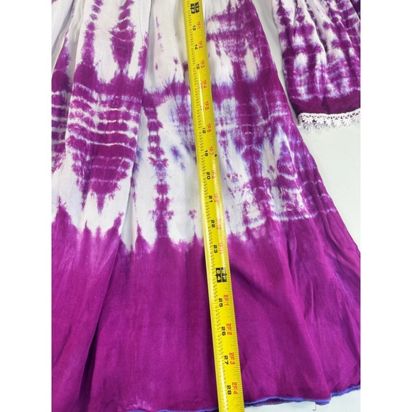 Just From Bali Purple Tie Dye Off Shoulder Bell Sleeve midi‎ Dress one size S ,M - Picture 8 of 15